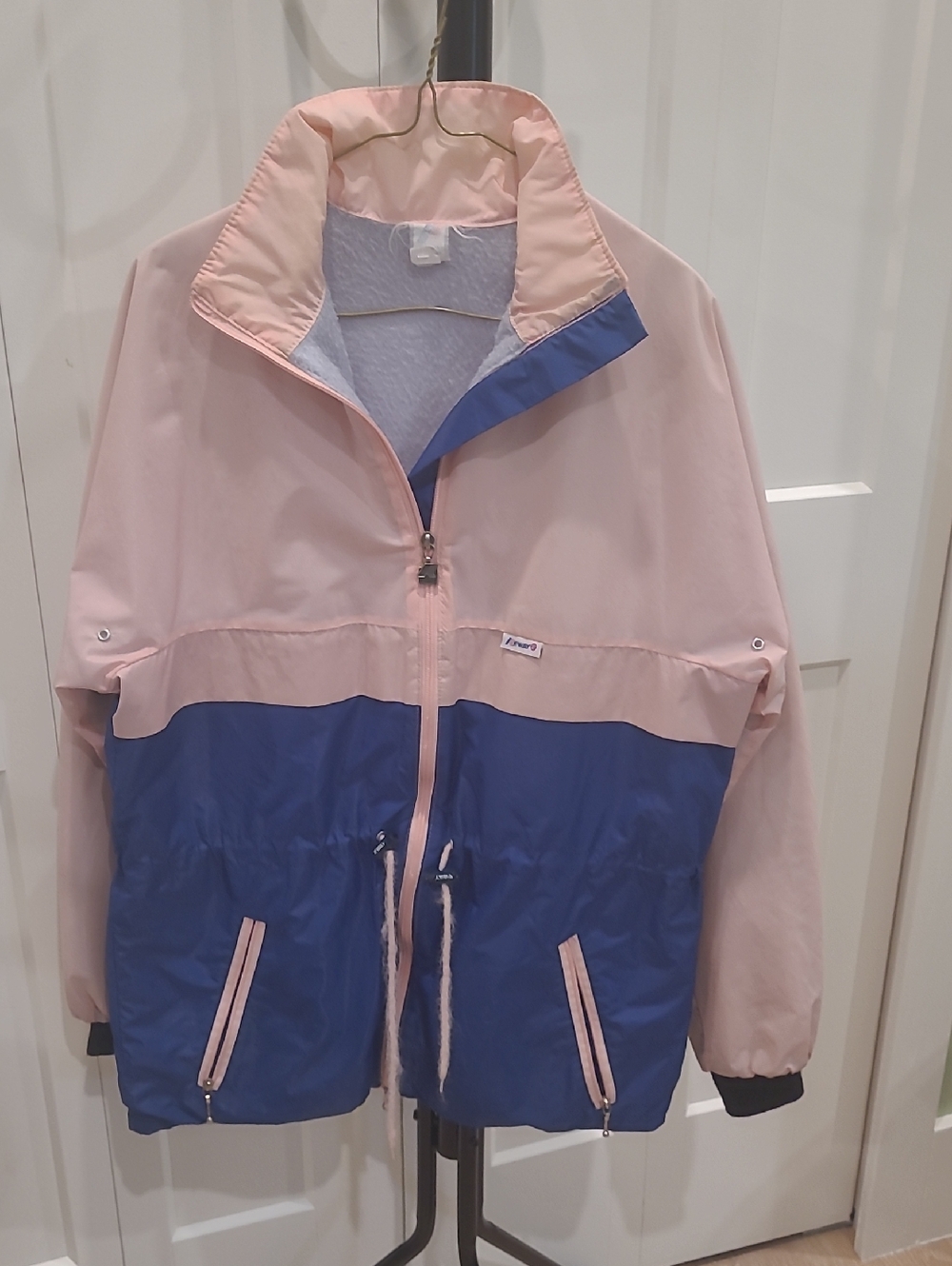 Vinyage K-Way Colorblock Pink and Blue Bomber Jacket